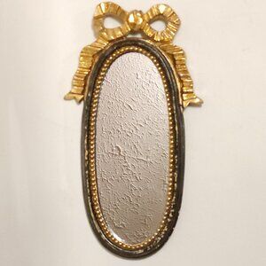 French Style Oval Wall Mirror Gilt Ribbon and Beaded Details Rococo / Louis XV